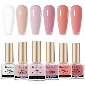 Vegan Nail Polish Set: 6 Colors Regular Nail Polish Quick Dry, White Nude Sheer - Picture 1 of 12