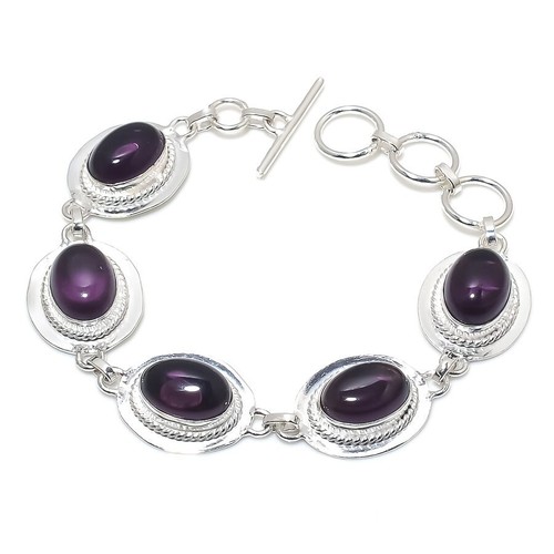VALENTINO Bracciale gioiello in argento sterling 925 fatto a mano con pietre preziose ametista viola misura 7 8