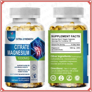 NEW Magnesium Citrate Capsules 1000mg Per Serving - Highest Potency 120 Capsules - Picture 1 of 12