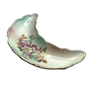 Schumann Arzberg Germany Wild Rose Bone, Candy or Vanity Dish Scallop Gold Trim - Picture 1 of 12