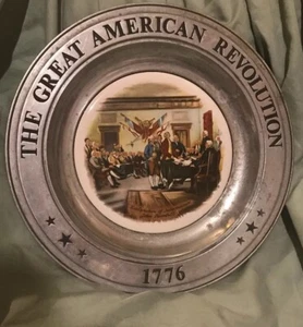 Targa commemorativa in peltro Dichiarazione di Indipendenza 1776 1975 Canton Ohio - Foto 1 di 5