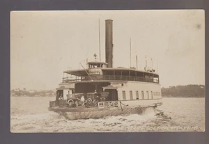 Bath MAINE RPPC c1920 STEAMBOAT Steamer FERRY GOVERNOR KING Cars GOV. KING ME - Picture 1 of 3