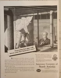 1941 Insurance Company of North America Vintage Ad 14 x 10 lowering that pipe - Picture 1 of 1