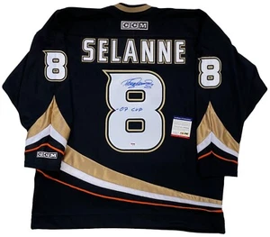 TEEMU SELANNE SIGNED 2007 CCM STANLEY CUP ANAHEIM DUCKS JERSEY PSA COA XL - Picture 1 of 5