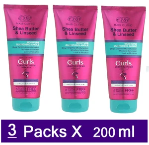 Eva Hair Clinic Curls LEAVE IN CREAM With Shea Butter & Linseed(3 Packs X 200ml) - Picture 1 of 3