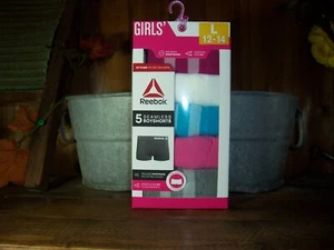 REEBOK GIRLS SEAMLESS BOYSHORT UNDERWEAR 5 PACK SIZE LARGE 12-14 MULTICOLOR NEW - Picture 1 of 1