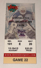 1/23/99 Detroit Vipers Houston Aeros IHL Hockey Ticket Stub Palace Auburn Hills