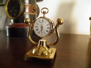 PRÉSENTOIR SUPPORT FORME "LYRE" EN LAITON MASSIF POUR MONTRE DE POCHE A GOUSSET - Imagen 1 de 11