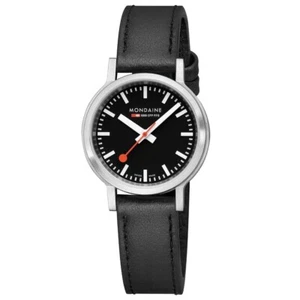 Mondaine Stop2Go MST.34020.LBV Steel 34 mm Black Dial Quartz Women's Watch - Picture 1 of 9