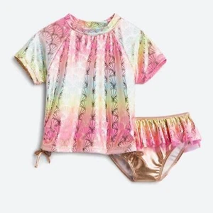 Flapdoodles - Ombre Mermaid Shiny Style Bikini Rash Guard Swimsuit Girls Size 5 - Picture 1 of 11