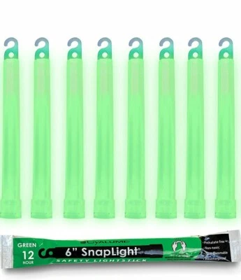 Lot 6 Cyalume Military Grade Light Sticks Green 6" Long 12 HR Prepper EMP EX2027