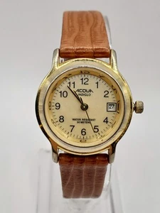 Reloj de cuarzo informal Acqua para dama 27 mm redondo tono dorado cuero marrón - Imagen 1 de 10