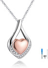 ACJFA Cremation Jewelry 925 Sterling Silver Teardrop Urn Necklace for Ashes Hear