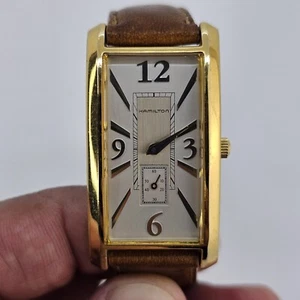 Reloj para mujer Hamilton de colección 22 mm esfera gris correas de cuero marrón batería nueva - Imagen 1 de 16