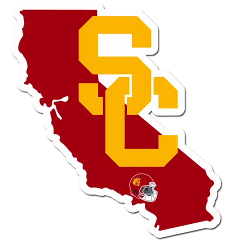 USC Trojans Home State Vinyl Auto Decal (NCAA) California Shape w/ Helmet Cover