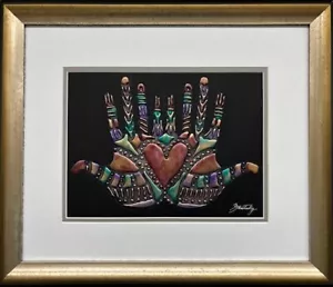 Joel Zaretsky "Dos Manos" ENMARCADO PERSONALIZADO Firmado a Mano Original Kohen Corazón Nuevo - Imagen 1 de 3