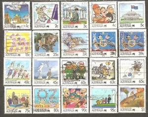 Australia: set of 20 used stamps, Living Together - Cartoons, 1988, Mi#1080-110 - Picture 1 of 1