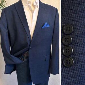 US POLO ASSN MENS BLAZER SIZE 48 BLUE CHECK SPORT COAT POLY BLEND JACKET - Picture 1 of 11