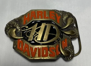 Harley Davidson 2 1/4" x 3" Pewter Belt Buckle Talons HD Orange - Picture 1 of 4