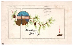 Postal de felicitación de año nuevo vintage. BPC - Imagen 1 de 2