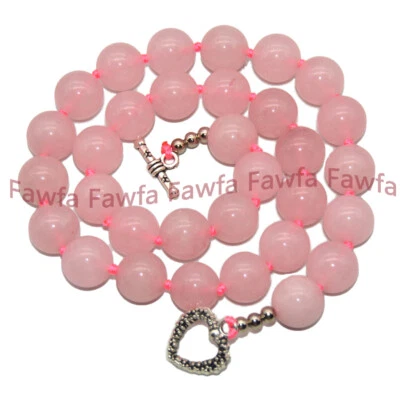Ожерелье ювелирное из натурального розового кварца 8/10/12/14 мм круглые драгоценные камни бисер 18–58 дюймов - Изображение 1 из 4