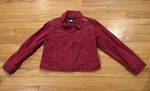 Vintage Tommy Hilfiger Red Jean Denim Algodon Jacket Little Girls Kids Size 6X - Picture 1 of 16