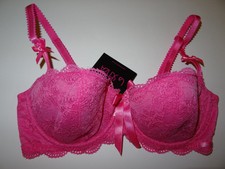 Bnwt La Senza Strawberry Pink Floral Lace Satin Bow Balconette Bra