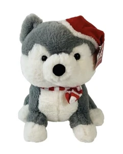 Russ Plush Husky Puppy In Santa Hat 2023 Jazwares HTF 11" Super Soft Animal NWT - Picture 1 of 11