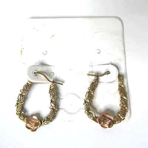 10K Gold filigran Rose Blume Ohrstecker gestempelt Floral Ranke Leverback - Bild 1 von 6