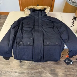Nobis Men's Navy Goose Down Parka Jacket L Winter Casual Coat - Picture 1 of 23