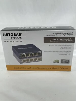 NETGEAR ProSafe FS105 5-Port 10/100 Desktop External Switch NEW Factory Sealed - Image 1 of 4