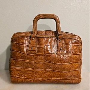 Cartera vintage Park Lane coñac cocodrilo cuero en relieve asa superior - Imagen 1 de 12
