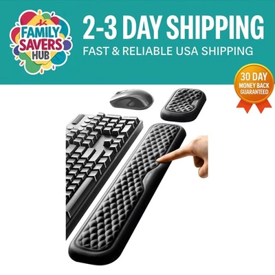Elegant Ergonomic Wrist Rest Set - Soft Foam Cushion for Office and Gaming Use - Image 1 of 4
