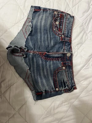 Joey feminino True Religion corte, costura vermelha nunca usada - Imagem 1 de 4