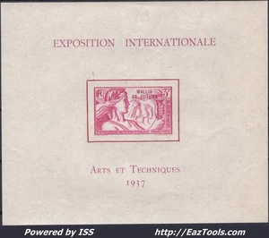 WALLIS ET FUTUNA BLOC ET FEUILLET 3Fr LILAS ROSE N°1 NEUF * AVEC CHARNIERE - Picture 1 of 2