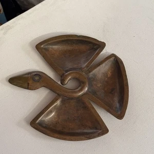 8" kleine Tlaquepaque Mexiko gemischtes Metall Kupfer Silber Vogel Flamingo Schale - Bild 1 von 12