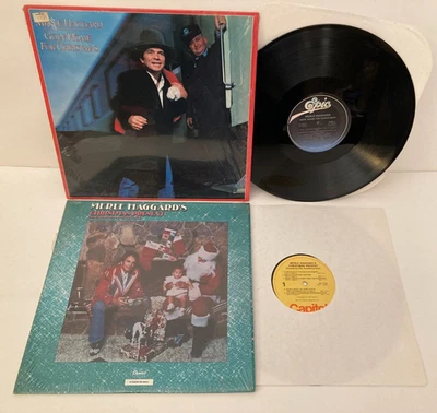 Merle Haggard Goin' Home For Christmas & Christmas Present Country LP Album Lot - Image 1 of 4
