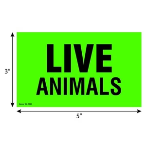 Adesivi per movimentazione 5" x 3" ANIMALI VIVI, etichette spedizione - 1500pz (3 rotoli) - Foto 1 di 3
