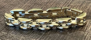 Vintage RIVO SWISS MADE Silver Tone Metal Tank Link Bracelet - Picture 1 of 10