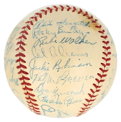 Hermoso Jackie Robinson 1951 Brooklyn Dodgers Equipo Firmado Béisbol Beckett Certificado de Autenticidad Foto 1 de 4