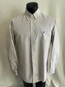 Polo Ralph Lauren Shirt Mens 16x34 Cream Check Long Sleeve Cotton Button Down # - Picture 1 of 9