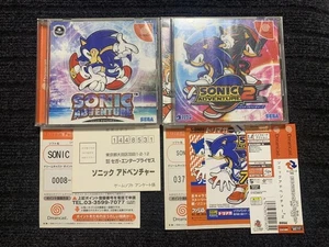 SEGA Sonic Adventure & Sonic Adventure 2 Set Used Dreamcast Game Soft F/S - Picture 1 of 5