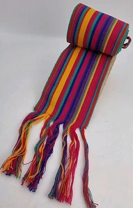 Vintage Laura Ashley Skinny Scarf Extra Long Multicolour Stripes with Tassles - Picture 1 of 6