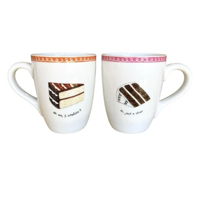 Juego de 2 tazas rebanadas de pastel Nancy Green Boston Warehouse Trading Desert Excuses usadas en excelente estado Foto 1 de 4