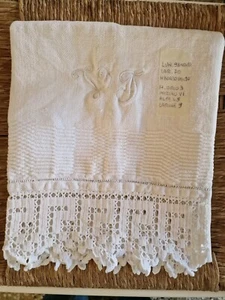 Asciugamani  cotone spigato pizzo  giorno V.I.98+10+10x70 B6 5 Towel Serviette ° - Imagen 1 de 5