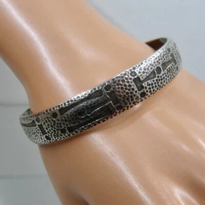 Early Camp Fire Girls Sterling Cuff Bracelet WoHeLo 29.3 Grams Sz 8 - Picture 1 of 10
