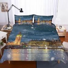 Big Snow London Print Quilt Duvet Cover Set Bed Linen Single Kids