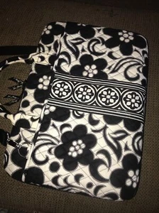 VERA BRADLEY Laptop Portfolio Case w/ strap - Night & Day Black White Bag - Picture 1 of 7