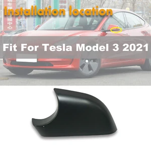 Driver Side Rear View Mirror Cover Holder Matte Black For Tesla Model 3 17-20 - Picture 1 of 8