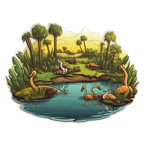 Scenic Swamp Animal Sticker, Decal for Car Truck Window Bumper Graphic, Forest - Picture 1 of 12